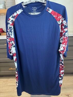 Boombah Men's Navy Short-Sleeve Athletic Tee with Red & White Camo Accents